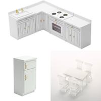 Ensemble de cuisine miniature 1:12 pour maison de poupée, avec armoire, aliments miniatures, modèle de jouet, table de cuisson et évier