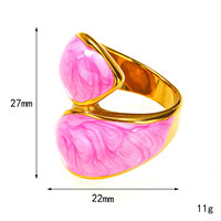 Trendiger offener Bypass-Ring aus Edelstahl mit pinkem Spiral-Emaille-Design, süßer Statement-Fingerschmuck in Goldoptik für Damen zum täglichen Tragen