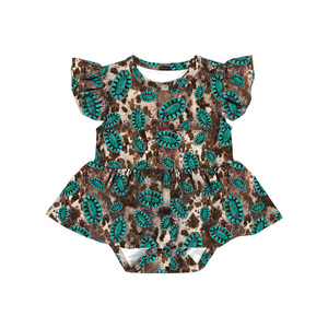 LT-469-YXW Precio al por Mayor, Ropa para Niños, Mono de Verano con Estampado de Animales y Frutas, Mangas con Volantes para Bebés Niñas - Product Image 4