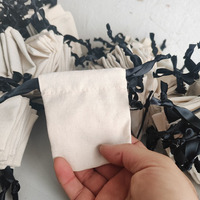 Bolsa de Algodón Natural a Precio Económico, a Prueba de Polvo, Ecológica, para Empacar Regalos de Joyería, con Cinta Negra