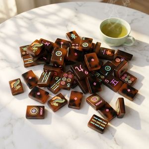 Juego de Mahjong Acrílico Personalizado de Lujo, Serie Happy con Tortuga, Caballito de Mar y Pájaro, Moderno, Portátil, Resistente al Agua y Ecológico - Product Image 6