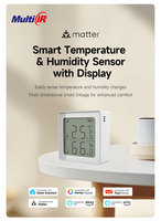 Sensor de Temperatura y Humedad Matter Over Thread, Termómetro e Higrómetro Digital Inalámbrico para Hogar Inteligente, Automatización de Control Climático
