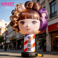 Fille gonflable tendance avec coiffure personnalisée, personnage de dessin animé gonflable à coiffure personnalisée pour le marketing des salons de beauté