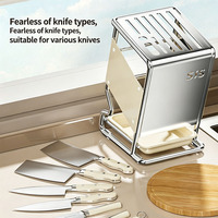 Nouveau design moderne, porte-couteaux multi-emplacements en acier inoxydable sur pied pour le rangement de cuisine et l'usage quotidien