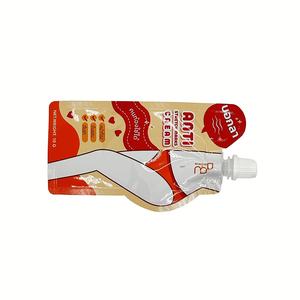 Sachet à bec verseur en aluminium de forme irrégulière avec buse d'aspiration pour échantillons de gommage corporel, lotion et crème anti-vergetures - Product Image 3