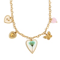 Coloré mode été bijoux 18K or acier inoxydable plaqué Long coeur pendentif collier polyvalent à la mode nouveau