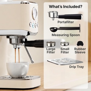 เครื่องชงกาแฟเอสเพรสโซ่อัตโนมัติ พร้อมเกจวัดแรงดัน เครื่องทำฟองนมแบบไอน้ำ ชงได้สองแก้ว กำลังไฟ 1250 วัตต์ เครื่องชงกาแฟเอสเพรสโซ่สำหรับใช้ในบ้าน - Product Image 4