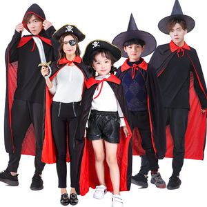 JELO Halloween vampiro <span class=keywords><strong>capa</strong></span> con capucha <span class=keywords><strong>capa</strong></span> <span class=keywords><strong>de</strong></span> Navidad Cosplay diablo disfraz Unisex negro y rojo bruja mago <span class=keywords><strong>capa</strong></span> - Product Image 1