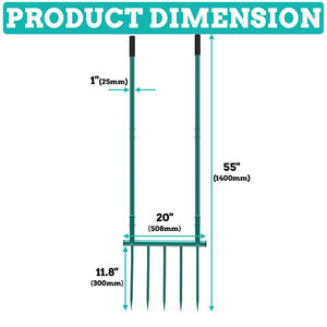 Fourche à creuser verte JH-Mech 5 dents 20 pouces de large poignée antidérapante en <span class=keywords><strong>acier</strong></span> <span class=keywords><strong>trempé</strong></span> robuste fourche à large jardin <span class=keywords><strong>pour</strong></span> sols - Product Image 4