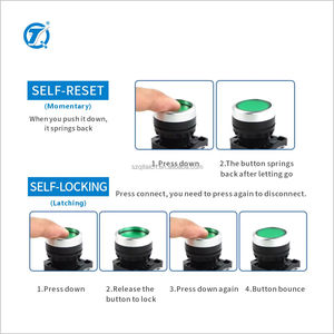 Interruptor de Botón Pulsador Momentáneo con Bloqueo LED, Personalizable, Parada de Emergencia, Alta Calidad, Clasificación de Corriente de 25A, Industrial - Product Image 3