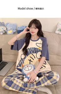 Pijamas de Verano para Mujer, Transpirables, Estilo Coreano, Lindos, Largos, Finos, 2025, Conjunto de Ropa Holgada para el Hogar, Talla Grande, Dibujos Animados - Product Image 6
