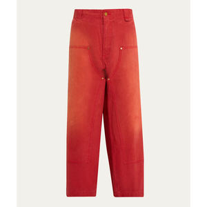 <span class=keywords><strong>Pantaloni</strong></span> da Lavoro da Uomo in Tela di Cotone Stile Falegname con Doppia Ginocchiera, Orlo Effetto Whisker, Lavaggio Rosso, Vita con Coulisse, Resistenti - Product Image 3