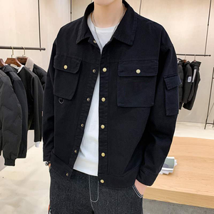 Chaquetas Casuales de Otoño para Hombre, Estilo Urbano, Color Sólido, Cuello con Botones, Chaquetas Personalizadas - Product Image 2