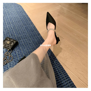 New Summer Slippers Female Thick Heels <b>Pointed</b> Slippers Fashion Fairy High Heels Sandals Rubber PU for Women - Product Image 5