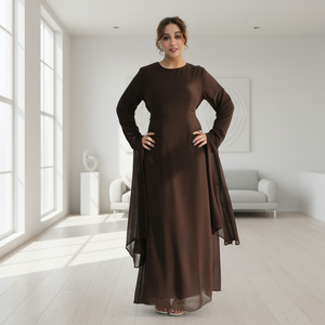 Vêtements islamiques Loriya Manufacture, é<span class=keywords><strong>l</strong></span>égante abaya fermée à manches bouffantes, maxi abaya pour femmes, robe musulmane avec doublure, abaya pour <span class=keywords><strong>l</strong></span>'Aïd - Product Image 2