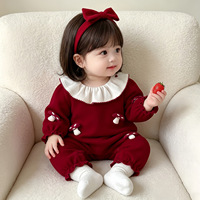 Combinaison pour bébé fille, motif champignon 3D mignon, rouge, manches longues, tenue pour bébé pour la pleine lune, intérieur et extérieur