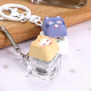 Gantungan kunci bentuk kucing dapat disesuaikan mainan gantungan kunci multi bentuk LED Keycap Fidget gantungan kunci mekanik Keyboard kustom Anime - Product Image 2