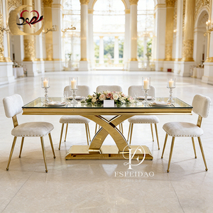 Gold Stainless Steel Modern Luxury Dining Room Furniture <b>Tables</b> and Chairs for Home & Hotel Use Customized - Product Image 2