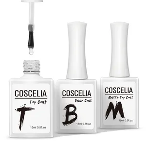 Conjunto de esmalte UV Gel para unhas, casaco base fosco, logotipo personalizado, fornecedor de unhas por atacado, casaco premium descascado, salão de beleza de marca própria