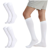 Chaussettes de compression HBM pour hommes et femmes, blanches, anti-embolie, tricotées avec une pression de qualité médicale 15-21 mmHg