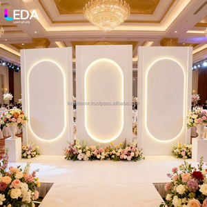 Fondo de arco de boda de lujo personalizado LEDA, Panel acrílico, luz curva, pared de fondo para decoración de eventos de fiesta - Product Image 1