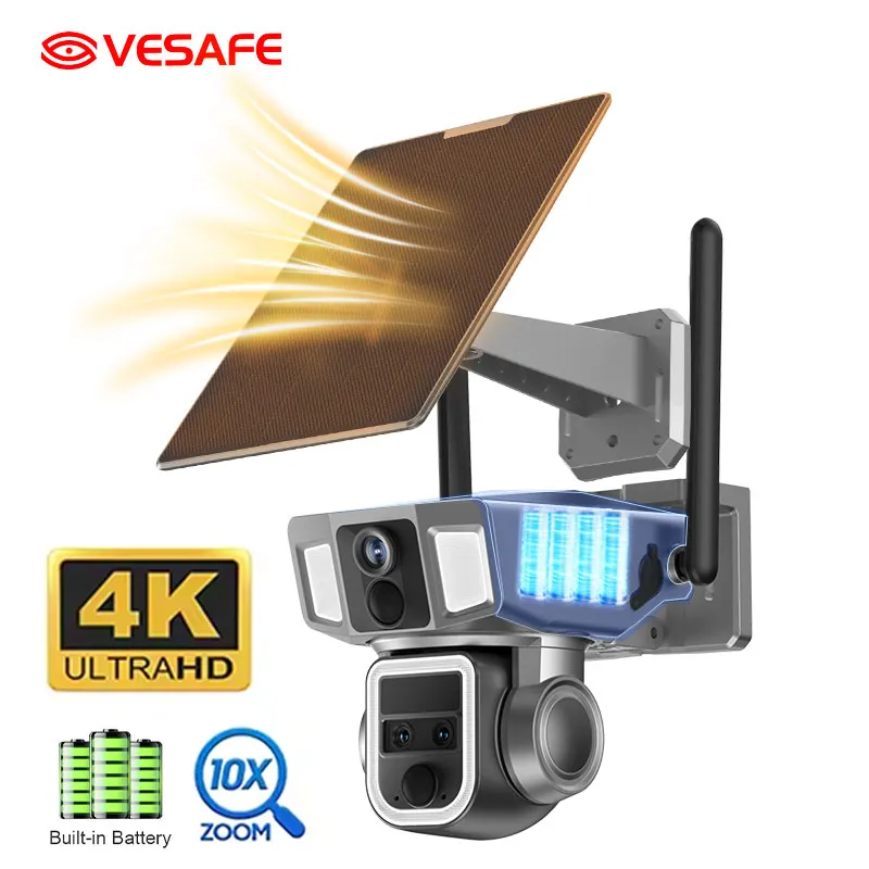 VESAFE واي فاي Cctv 4g Ptz شرائح المراقبة الشمسية مع بطارية كاميرا شبكة لوح شمسي مع بطاريات لكاميرا الأمن