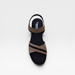 Women Beige Wedge <b>Sandals</b> <b>Elastic</b> Cross Strap Comfortable Slip On Casual Fashion Anti Slip Sole Lightweight Durable Summer - Product Image 2