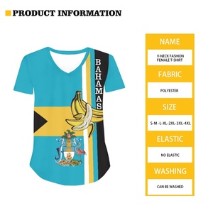 2024 ventes en gros directes professionnel personnalisable hommes femmes T-shirt Bahamas drapeau <span class=keywords><strong>banane</strong></span> 3D décontracté bouton haut Long - Product Image 3