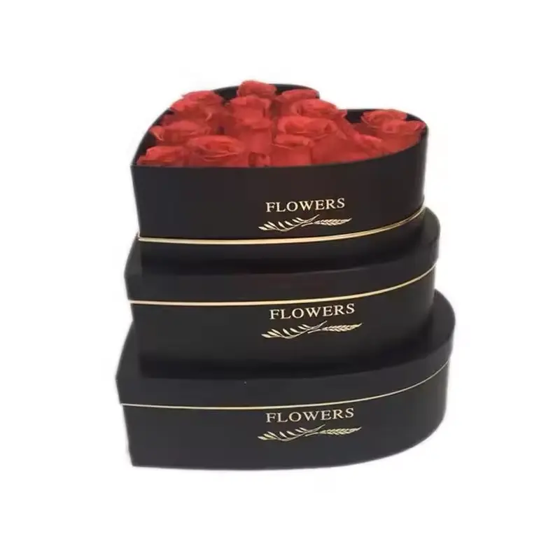 Boîte à fleurs de roses conservées en forme de coeur de luxe Boîtes cadeau en chocolat en carton biodégradable Boîtes à fleurs en forme de coeur