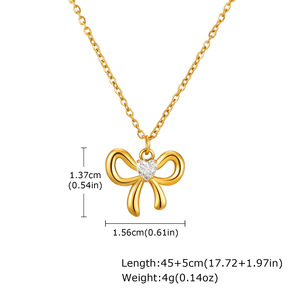Trendy Tarnish Free Flower <strong>Charm</strong> Necklaces Women Gold Plated <strong>Bowknot</strong> Butterfly <strong>Pendant</strong> Necklace - Product Image 3