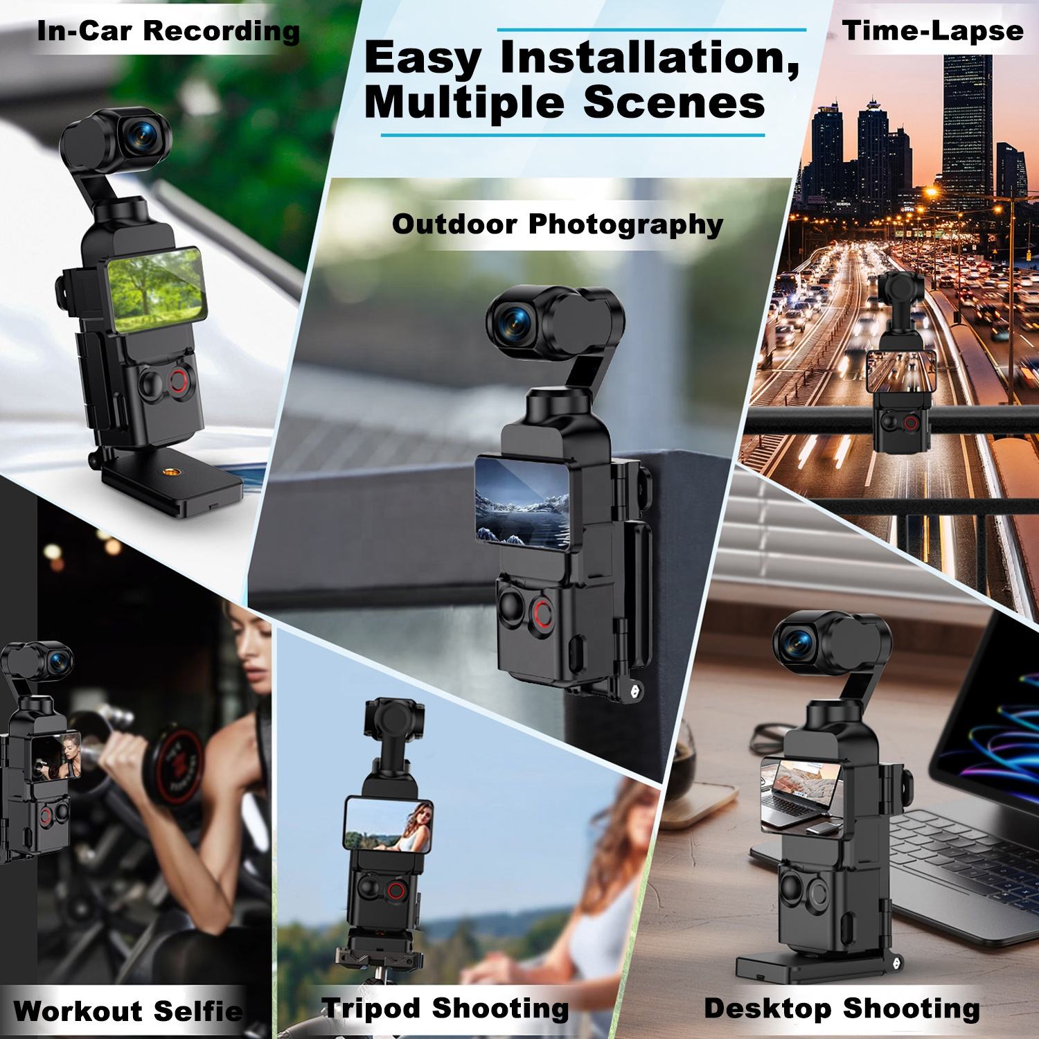 Magnetic Camera Desktop Base Stand Holder Expansion Adapter Mount Bracket Adjustable Clip Clamp Mount for DJI Osmo Pocket 3