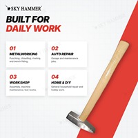 Marteau de mécanicien Sky Hammer 300g 400g, tête en acier à pointe croisée, manche en bois, pour atelier
