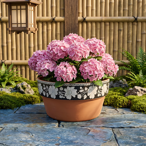 Pot de fleurs en céramique avec motif floral peint à la main |   Pot en terre cuite pour plantes succulentes et plantes d'intérieur |   Décoration rustique pour la maison - Product Image 3