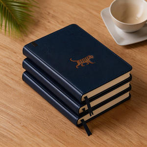 Diario con Copertina Rigida Personalizzato con Goffratura <span class=keywords><strong>Tigre</strong></span>, Taccuino in PU Blu Navy con Portapenna per Ufficio - Product Image 6