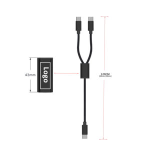 Cavo di Ricarica Rapida USB <span class=keywords><strong>C</strong></span> a Doppio Type-<span class=keywords><strong>C</strong></span> 100W PD 2 in 1 di Alta Qualità con Logo Personalizzato per Telefoni, Laptop, Tablet e Altro - Product Image 3