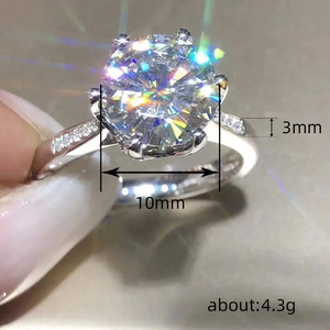 Anello classico a sei punte con zirconi, elegante anello di fidanzamento e matrimonio, gioiello di moda per coppia, accessorio regalo. - Product Image 4