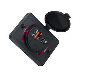 Cargador de coche/motocicleta de 24 voltios con interruptor basculante de carga rápida 3.0 y doble puerto USB QC PD para piezas de tren - Product Image 1