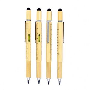 1.0mm Ballpoint <b>Pen</b> Multifunctional Bamboo Scale <b>Pen</b> Body Level Gauge Screwdriver Touchscreen <b>Pen</b> Enterprise Customized LOGO - Product Image 1