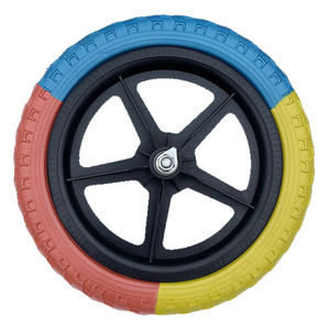 Ruedas de espuma de tres colores Hbc de 12 pulgadas, neumáticos de plástico sólido sin aire para bicicletas de equilibrio para niños, accesorios. - Product Image 1