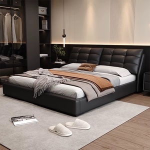 Boîte en bois moderne de luxe meubles de chambre à coucher lits rembourrés rembourrés king size cadre de <span class=keywords><strong>lit</strong></span> double ensemble de matelas conception de tiroirs - Product Image 2