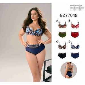 Women V-Neck Plus Size One Piece Swimsuit Ruched Tummy Control Backless Bathing Suit Summer Beachwear Wholesale New BZ77048 - Product Image 1