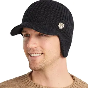 Winter Men's Thickened Knitted Hat Outdoor Riding Ear Protection Warm Tip Top Hat Leisure Fashion Sun Hat