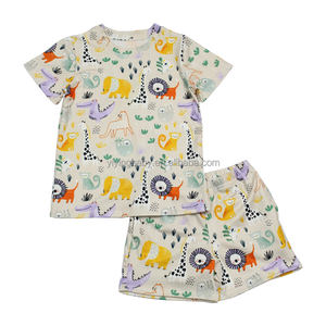 Set di 2 Pigiami in Cotone Lavorato a Maglia per Bambini 2025, Maniche Corte, Abbigliamento per Ragazzi con Stampa Animale Personalizzabile, per <span class=keywords><strong>Età</strong></span> 2-12 Anni - Product Image 5