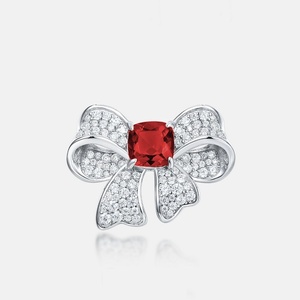 925 <b>silver</b> cultured <b>emerald</b> <b>ring</b> shines with a fashionable bow shape, an engagement and proposal daily gift to surprise girls L - Product Image 6