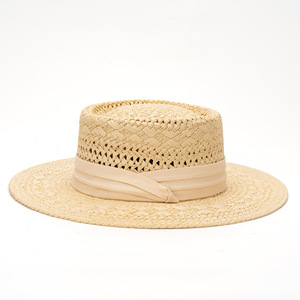 Chapeau de paille <span class=keywords><strong>Panama</strong></span> ajouré tressé à la main pour femme et homme, à bord plat, idéal pour l'extérieur, la plage, la pêche, les vacances, la protection solaire et l'usage quotidien - Product Image 4