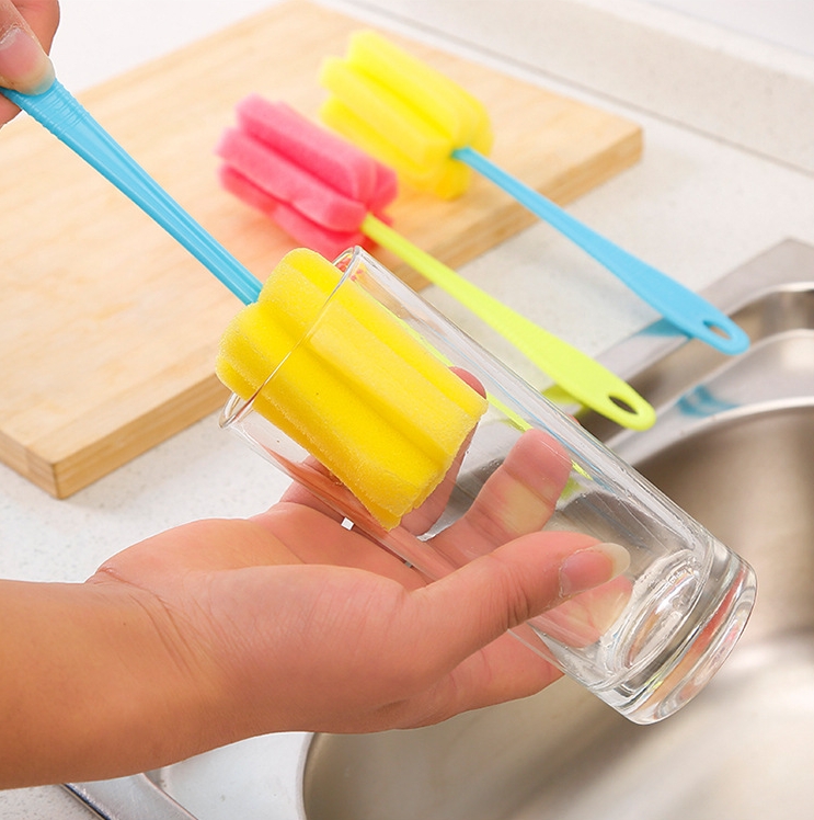 Hot Sale High Quality New Soft Sponge Cup Brush Portable Long Handle Water Bottle Cleaner Brush