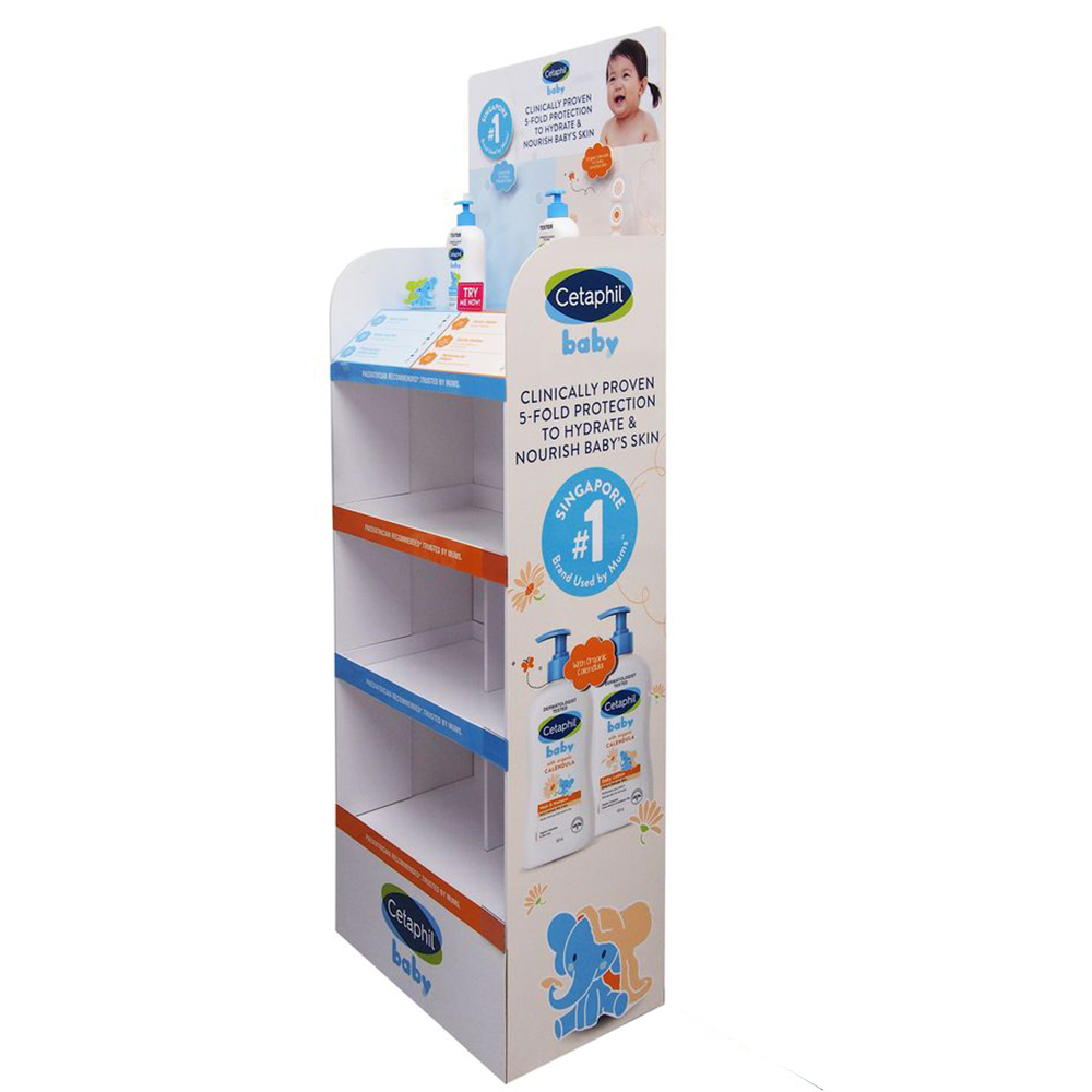 Commercial Supermarket Promotion PVC Baby Shower Gel Floor Display Stand Showcase Products in Style