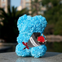 Kotak Hadiah Buket Beruang Teddy Mawar Mini 25cm yang Cantik, Bunga Mawar Abadi untuk Pernikahan, Pesta, Hadiah, Bunga Mawar Abadi