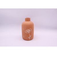 Vase à fleurs en céramique terracotta, finition sculptée à la main, écologique, durable, léger, biodégradable, pot de fleurs vintage pour la maison et le jardin
