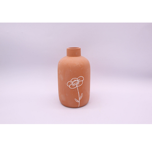 Vase à fleurs en céramique terracotta avec finition sculptée à la main, écologique et durable, pour jardin, intérieur/extérieur - Product Image 5